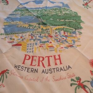 Vintage Perth Western Australia Souvenir Cloth